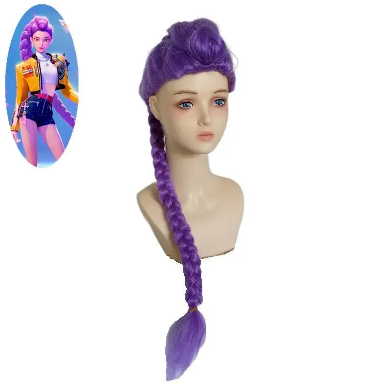 2027 Movie Kpop Kids Girls Cosplay Wig Mira Rumi Zoey Demon Hunters Purple Black Red Long Hair Halloween Cosplay Props